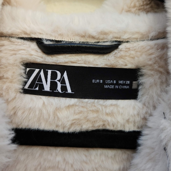 ZARA Faux Leather Shearling Lined Moto Jacket - Picture 10 of 11